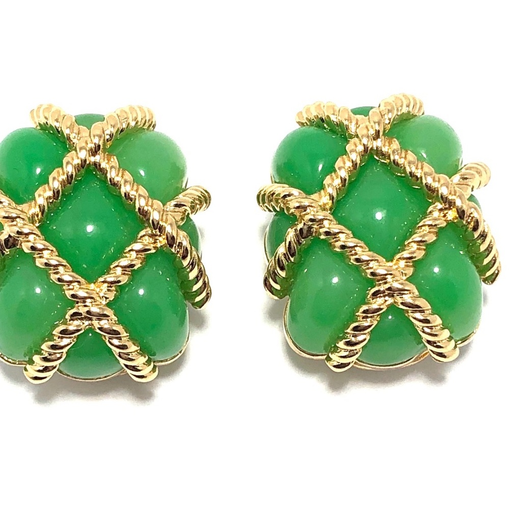 KENNETH JAY LANE, GOLD ROPE QUILTED RESIN CLIP EAR - Picture 3 of 9